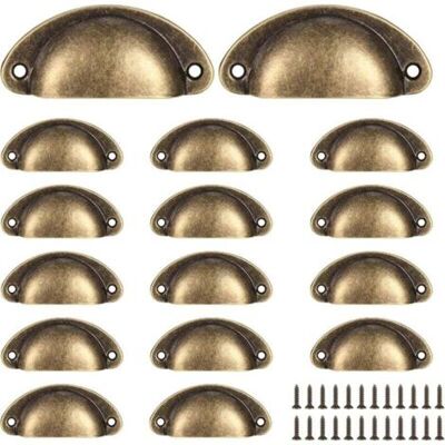 ABYSSE Lot De 16 Poignées Vintage Demi-rondes Pour Tiroirs, Poignées Et Boutons De Porte D'Armoire De Cuisine, Poignées De Porte De Commode - Publicité ABYSSE Lot De 16 Poignées Vintage Demi-rondes Pour Tiroirs, Poignées Et Boutons De Porte D'Armoire De Cuisine, Poignées De Porte De Commode - Publicité