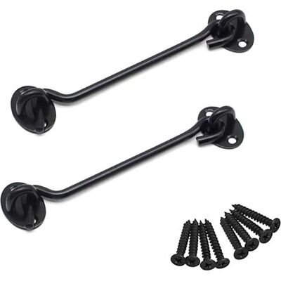 ABYSSE Lot De 2 Loquets À Œillet En Acier Inoxydable Avec Vis De 15 Cm Pour Portes De Garage Et De Cabanon - Noir - Publicité ABYSSE Lot De 2 Loquets À Œillet En Acier Inoxydable Avec Vis De 15 Cm Pour Portes De Garage Et De Cabanon - Noir - Publicité