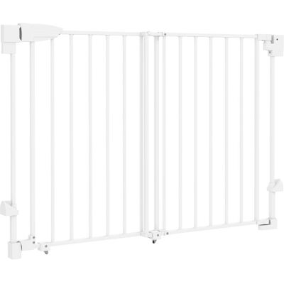 YULINLAND Grille De Protection Escalier Et Porte 74,5-111,5cm, Fermeture Automatique, Ouverture Une Main Double Sens, Couleur Blanche - Publicité YULINLAND Grille De Protection Escalier Et Porte 74,5-111,5cm, Fermeture Automatique, Ouverture Une Main Double Sens, Couleur Blanche - Publicité