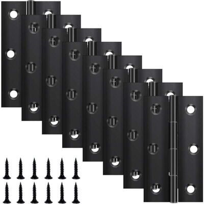 ABCRITAL Lot De 8 Charnières Pliantes 68 Mm × 38 Mm, Charnière En Acier Inoxydable Noir, Charnière Piano, Petite Charnière, Charnière De Porte Pour Portes, Fenêtres, Armoires Avec 48 Vis - Publicité ABCRITAL Lot De 8 Charnières Pliantes 68 Mm × 38 Mm, Charnière En Acier Inoxydable Noir, Charnière Piano, Petite Charnière, Charnière De Porte Pour Portes, Fenêtres, Armoires Avec 48 Vis - Publicité