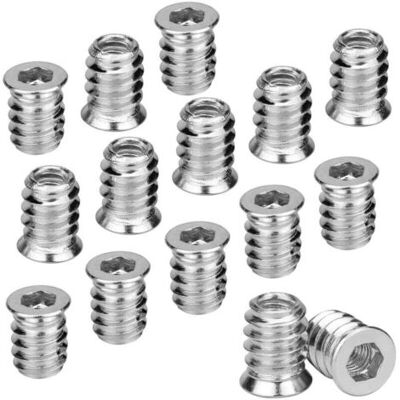 ABYSSE 100pcs Insert Fileté Bois Ecrou Hexagonal M6 X 15 Mm Insert A Visser En Alliage De Zinc Douille Filetée Vis À Tête Insert Bois M6 Pour Meubles Chaises Lits En Bois - Publicité ABYSSE 100pcs Insert Fileté Bois Ecrou Hexagonal M6 X 15 Mm Insert A Visser En Alliage De Zinc Douille Filetée Vis À Tête Insert Bois M6 Pour Meubles Chaises Lits En Bois - Publicité