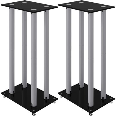 DESIGN IN Supports De Haut-parleurs 2 Pcs Noir Et Argenté 4 Piliers - Publicité DESIGN IN Supports De Haut-parleurs 2 Pcs Noir Et Argenté 4 Piliers - Publicité
