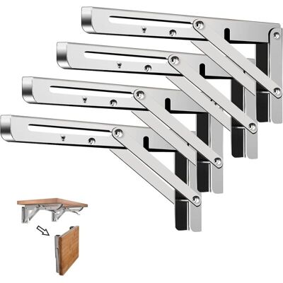 FOGSHIELD 4 Pièces Équerre Pliante 25cm,support Console Pliable,supports D' Étagères Pliants Charge,equerre Etagere,lourds Support Console Pliable Rétractable Murale En Acier Inoxydable Pour Garage,cuisine - Publicité FOGSHIELD 4 Pièces Équerre Pliante 25cm,support Console Pliable,supports D' Étagères Pliants Charge,equerre Etagere,lourds Support Console Pliable Rétractable Murale En Acier Inoxydable Pour Garage,cuisine - Publicité