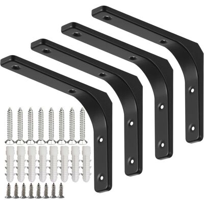 VOLISAU 4 Pièces Équerre Étagère De Fixation Noir, Supports D'Étagère Murale, Équerre Murale En Forme De L Avec Vis Et Ancrages Assortis, Capacité De Charge Maximale De 70kg (150 X 200 Mm) - Publicité VOLISAU 4 Pièces Équerre Étagère De Fixation Noir, Supports D'Étagère Murale, Équerre Murale En Forme De L Avec Vis Et Ancrages Assortis, Capacité De Charge Maximale De 70kg (150 X 200 Mm) - Publicité