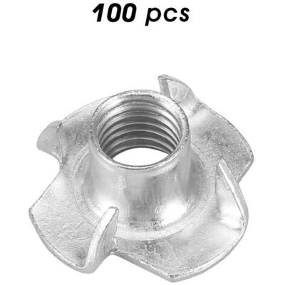 ABYSSE Lot De 100 Écrous En T À Quatre Branches M810 En Acier Au Carbone, Inserts Borgnes Pour Meubles En Bois - Publicité ABYSSE Lot De 100 Écrous En T À Quatre Branches M810 En Acier Au Carbone, Inserts Borgnes Pour Meubles En Bois - Publicité