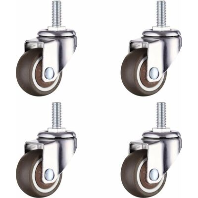 ALVIOR Roulettes Pivotantes Avec Frein - 2 Roulettes Pivotantes Sans Frein - Tige Filetée M8 - Charge 20 Kg Par Roulette - Diamètre 25 Mm - Lot De 4 - Publicité ALVIOR Roulettes Pivotantes Avec Frein - 2 Roulettes Pivotantes Sans Frein - Tige Filetée M8 - Charge 20 Kg Par Roulette - Diamètre 25 Mm - Lot De 4 - Publicité