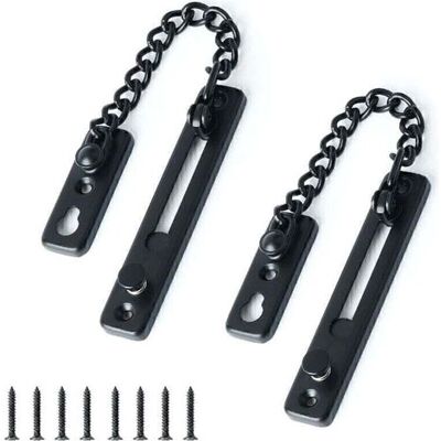 FANGMEDIA (2pcs) Chaîne De Porte De Sécurité Limiteur De Porte Étroit Verrou De Porte Anti-vol À Ressort Avec Vis Pour Porte Interne À Domicile, Finition Noire Matte En Acier Inoxydable - Publicité FANGMEDIA (2pcs) Chaîne De Porte De Sécurité Limiteur De Porte Étroit Verrou De Porte Anti-vol À Ressort Avec Vis Pour Porte Interne À Domicile, Finition Noire Matte En Acier Inoxydable - Publicité