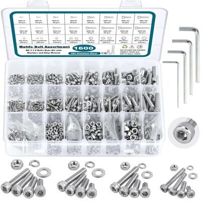 OEM Assortiment De Vis Métrique1600pcs,assortiment De Boulons Métriques M2 M3 M4 M5,vises Métriques En Acier Inoxydable304,kit D'Assortiment D'Écrous Et De Boulons De Bouchons De Tête De Prise Hexagonale - Publicité OEM Assortiment De Vis Métrique1600pcs,assortiment De Boulons Métriques M2 M3 M4 M5,vises Métriques En Acier Inoxydable304,kit D'Assortiment D'Écrous Et De Boulons De Bouchons De Tête De Prise Hexagonale - Publicité