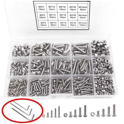 PELTOR Jeffergarden Kit D'Assortiment D'Écrous De Vis À Tête Cylindrique En Acier Inoxydable, 500 Pièces, M3 M4 M5, Pour La Fabrication Automobile - Publicité PELTOR Jeffergarden Kit D'Assortiment D'Écrous De Vis À Tête Cylindrique En Acier Inoxydable, 500 Pièces, M3 M4 M5, Pour La Fabrication Automobile - Publicité