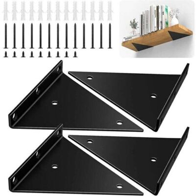 ABYSSE Supports D'Étagère Triangulaires De 15,2 Cm, Lot De 4 Supports De Fixation Murale En Fer Robuste Avec Vis, Équerre D'Étagère Murale Angle Droit Invisible Avec Grande Capacité, Noir..debuns - Publicité ABYSSE Supports D'Étagère Triangulaires De 15,2 Cm, Lot De 4 Supports De Fixation Murale En Fer Robuste Avec Vis, Équerre D'Étagère Murale Angle Droit Invisible Avec Grande Capacité, Noir..debuns - Publicité