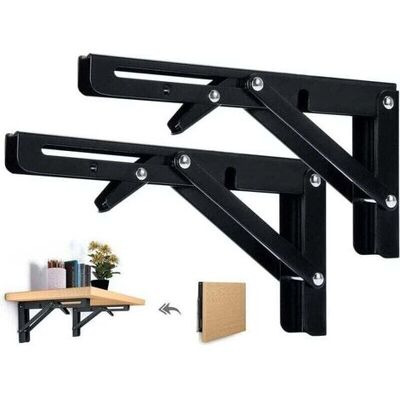FANGMEDIA 2pcs Support D' Étagères Pliable 250mm Équerre Pliante Étagère Murale Support Pliante Robuste Noir Support Console Pliable Pour Table Etagere Murale 50kg Porteur - Publicité FANGMEDIA 2pcs Support D' Étagères Pliable 250mm Équerre Pliante Étagère Murale Support Pliante Robuste Noir Support Console Pliable Pour Table Etagere Murale 50kg Porteur - Publicité