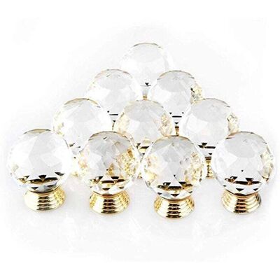 PELTOR Lot De 10 Poignée Bouton De Porte Forme Diamètre 30mm Cristal Or,boutons D'Armoire Mant Rond Verre Boutons Décoration Pour Meuble Tiroir - Publicité PELTOR Lot De 10 Poignée Bouton De Porte Forme Diamètre 30mm Cristal Or,boutons D'Armoire Mant Rond Verre Boutons Décoration Pour Meuble Tiroir - Publicité