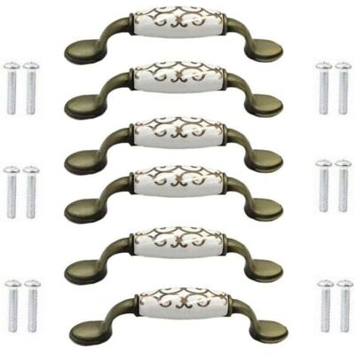 ABYSSE (6 Pièces) Boutons De Porte En Céramique En Alliage De Bronze Pour Armoire, Armoire, Garde-robe, Poignée En Bronze De Style Chinois - Publicité ABYSSE (6 Pièces) Boutons De Porte En Céramique En Alliage De Bronze Pour Armoire, Armoire, Garde-robe, Poignée En Bronze De Style Chinois - Publicité