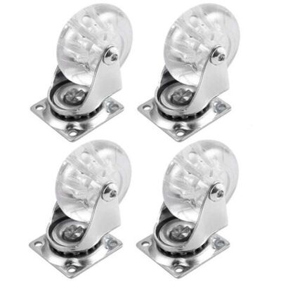 ABYSSE Lot De 4 Roulettes Pivotantes Pour Meubles, Roulettes Robustes De 5 Cm, Roulettes Pivotantes En Polyuréthane Transparent Avec Plaque 360 degrés Pour Armoire, Pouf Et Banc - Publicité ABYSSE Lot De 4 Roulettes Pivotantes Pour Meubles, Roulettes Robustes De 5 Cm, Roulettes Pivotantes En Polyuréthane Transparent Avec Plaque 360 degrés Pour Armoire, Pouf Et Banc - Publicité
