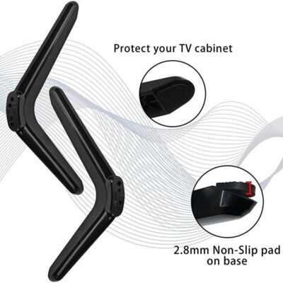 ABYSSE Pied Tv Universel Noirs Avec Vis Support De Table Smart Tv Pieds De Meuble Tv Distance De Trou De Montage De 17-20 Mm Support Tv Sur Pied Compatible 32/40/49/50/55 Pouces Téléviseurs Lcd Led - Publicité ABYSSE Pied Tv Universel Noirs Avec Vis Support De Table Smart Tv Pieds De Meuble Tv Distance De Trou De Montage De 17-20 Mm Support Tv Sur Pied Compatible 32/40/49/50/55 Pouces Téléviseurs Lcd Led - Publicité