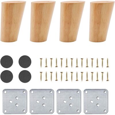 ALVIOR Pieds De Meuble En Bois - 4 Pièces - Hauteur 8 Cm - Pour Canapé Table Basse Lit Armoire Buffet - Design Conique Carré - Publicité ALVIOR Pieds De Meuble En Bois - 4 Pièces - Hauteur 8 Cm - Pour Canapé Table Basse Lit Armoire Buffet - Design Conique Carré - Publicité