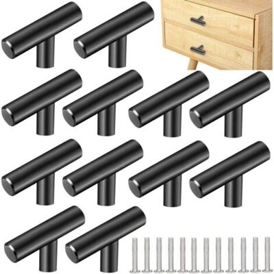 ABYSSE 12 Pcs Poignee De Meuble Cuisine Acier Inoxydable 5031mm Poignée Meuble T Bouton De Porte Argenté Boutons De Tiroir Monotrou En T Bouton De Meuble Avec 12 Vis Pour Armoire Porte Placard, Noir - Publicité ABYSSE 12 Pcs Poignee De Meuble Cuisine Acier Inoxydable 5031mm Poignée Meuble T Bouton De Porte Argenté Boutons De Tiroir Monotrou En T Bouton De Meuble Avec 12 Vis Pour Armoire Porte Placard, Noir - Publicité