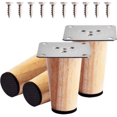 ABYSSE Hanbing 4 Pièces 8cm Pieds De Meuble Bois, Rechange Pieds De Canapé De Bois Massif Avec Plaque De Montage, Vis Et Tapis Antidérapant, Pieds De Table Lit En Bois Pour Sofa Armoire Chaise Fauteuil Meubl - Publicité ABYSSE Hanbing 4 Pièces 8cm Pieds De Meuble Bois, Rechange Pieds De Canapé De Bois Massif Avec Plaque De Montage, Vis Et Tapis Antidérapant, Pieds De Table Lit En Bois Pour Sofa Armoire Chaise Fauteuil Meubl - Publicité