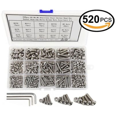 OEM Royaluxe-vis Et Ecrou M3/m4/m5 520pcs Kit Assortiment Vis Boulons Vis À Tête Cylindrique À Six Pans Creux Jeu De En Acier Inoxydable 304 Avec Écrous Rondelles - Publicité OEM Royaluxe-vis Et Ecrou M3/m4/m5 520pcs Kit Assortiment Vis Boulons Vis À Tête Cylindrique À Six Pans Creux Jeu De En Acier Inoxydable 304 Avec Écrous Rondelles - Publicité