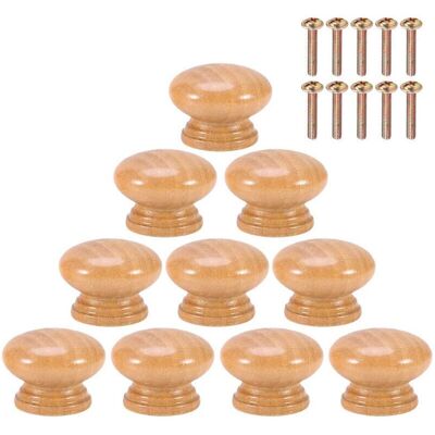 Scotch 10 Boutons De Meuble Ronds En Bois De 24mm - Poignées Monotrou Pour Armoire, Tiroir - Avec Vis - Publicité Scotch 10 Boutons De Meuble Ronds En Bois De 24mm - Poignées Monotrou Pour Armoire, Tiroir - Avec Vis - Publicité