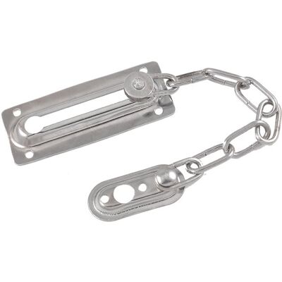 ALVIOR Chaîne De Sécurité Pour Porte - Métal Argenté - 16 Cm - Plaque De Fixation 8,5 X 3,5 Cm Et 4,8 X 2,2 Cm - Pour Portes En Bois Ou Métal - 1 Pièce - Publicité ALVIOR Chaîne De Sécurité Pour Porte - Métal Argenté - 16 Cm - Plaque De Fixation 8,5 X 3,5 Cm Et 4,8 X 2,2 Cm - Pour Portes En Bois Ou Métal - 1 Pièce - Publicité