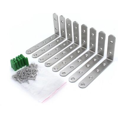 BARBAYDOS Support D'Angle En Acier Inoxydable - Argenté - Lot De 8 - 5mm De Diamètre De Trou - Publicité BARBAYDOS Support D'Angle En Acier Inoxydable - Argenté - Lot De 8 - 5mm De Diamètre De Trou - Publicité