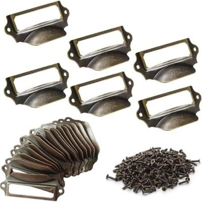 ABYSSE 25pcs Porte Etiquette Metal Look Rétro Étiquette Châssis Poignée Pour Armoires Pharmaceutiques Ou Tiroirs 90 X 45 Mm Avec Vis - Publicité ABYSSE 25pcs Porte Etiquette Metal Look Rétro Étiquette Châssis Poignée Pour Armoires Pharmaceutiques Ou Tiroirs 90 X 45 Mm Avec Vis - Publicité
