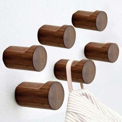 URSUS Porte Manteau Mural, Bois Crochet Manteau Rangement Mural Patère Mural Rond Wood Wall Hanging Hooks Lot De 6 (couleur Noyer Noir) - Publicité URSUS Porte Manteau Mural, Bois Crochet Manteau Rangement Mural Patère Mural Rond Wood Wall Hanging Hooks Lot De 6 (couleur Noyer Noir) - Publicité
