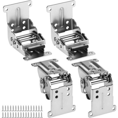 OEM Qwork® 4 Pcs Charnières Pliable Invisible Pour Pieds De Table Lit 40 Vis Incluses - Argent-dou - Publicité OEM Qwork® 4 Pcs Charnières Pliable Invisible Pour Pieds De Table Lit 40 Vis Incluses - Argent-dou - Publicité