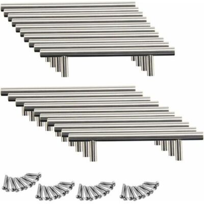 ABYSSE 20pcs Poignée Bâton De Porte Cuisine Meuble Placard Inoxydable,ø12mm Poignée Barre De Porte D’armoire Avec Vis,poignée D'Armoire Poignée De Tiroir Poignée En T (96mm (entraxe De Trous)) - Publicité ABYSSE 20pcs Poignée Bâton De Porte Cuisine Meuble Placard Inoxydable,ø12mm Poignée Barre De Porte D’armoire Avec Vis,poignée D'Armoire Poignée De Tiroir Poignée En T (96mm (entraxe De Trous)) - Publicité