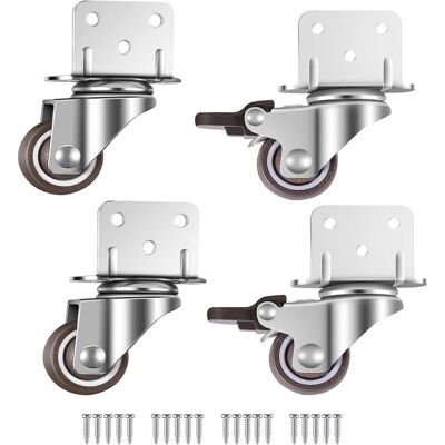 FANGMEDIA Lot De 4 Petites Roulettes Pivotantes Pour Meubles, 25 Mm Avec Frein, Plaque De Montage En L, Convient Pour Meubles, Supports De Fleurs, Crèches (25 Mm) - Publicité FANGMEDIA Lot De 4 Petites Roulettes Pivotantes Pour Meubles, 25 Mm Avec Frein, Plaque De Montage En L, Convient Pour Meubles, Supports De Fleurs, Crèches (25 Mm) - Publicité
