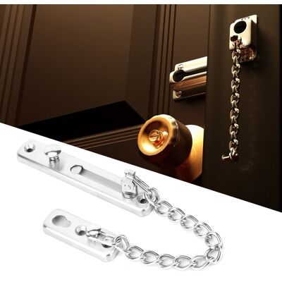MCKENSA Chaîne Antivol Durable En Acier Inoxydable, Verrou De Sécurité Pour Porte, Loquet De Porte Pour Maison Ou Hôtel (argenté) - Publicité MCKENSA Chaîne Antivol Durable En Acier Inoxydable, Verrou De Sécurité Pour Porte, Loquet De Porte Pour Maison Ou Hôtel (argenté) - Publicité