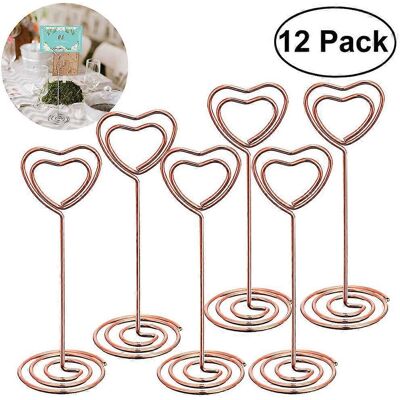 LISATR Lot De 12 Supports Photo En Forme De Cœur, Couleur Or Rose, Porte-numéros De Table Et Pinces Pour Menus, Pour Mariages - Publicité LISATR Lot De 12 Supports Photo En Forme De Cœur, Couleur Or Rose, Porte-numéros De Table Et Pinces Pour Menus, Pour Mariages - Publicité