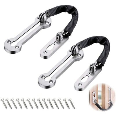 PELTOR 2 Pcs Chaînes Argenté De Porte De Sécurité En Cuir Pu Verrou De Porte Coulissant Avec Vis Pour Famille Hôtel Appartement - Publicité PELTOR 2 Pcs Chaînes Argenté De Porte De Sécurité En Cuir Pu Verrou De Porte Coulissant Avec Vis Pour Famille Hôtel Appartement - Publicité