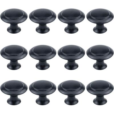 PELTOR Lot De 12 Boutons Ronds De 2,5 Cm De Diamètre, Matériel D'Armoire Noir Plat Avec Vis De Montage - Publicité PELTOR Lot De 12 Boutons Ronds De 2,5 Cm De Diamètre, Matériel D'Armoire Noir Plat Avec Vis De Montage - Publicité