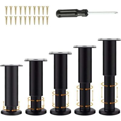 KOMIRO 5 Pièces Pieds Meubles Noir Réglables 18-30cm, Jambe Support Canapé Avec 20 Vis Et 1 Tournevis, Universel Perçage Sans - Publicité KOMIRO 5 Pièces Pieds Meubles Noir Réglables 18-30cm, Jambe Support Canapé Avec 20 Vis Et 1 Tournevis, Universel Perçage Sans - Publicité