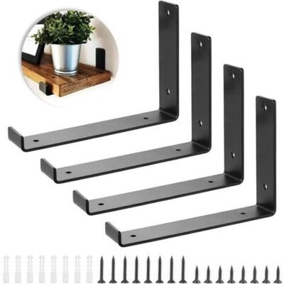 ABYSSE Lot De 4 Supports D'Étagère Robustes En Métal Noir Pour Étagère D'Échafaudage (20 X 14 Cm) - Publicité ABYSSE Lot De 4 Supports D'Étagère Robustes En Métal Noir Pour Étagère D'Échafaudage (20 X 14 Cm) - Publicité