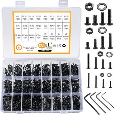 OEM 1225 Pcs M2 M3 M4 M5 Hex Bouton Prise Tête Capuchon Vis Écrous Rondelles Plates Kit D'Assortiment, Acier Au Carbone Noir Machine Vis Et Écrous Et Boulons Et Rondelles Set(1225black) - Publicité OEM 1225 Pcs M2 M3 M4 M5 Hex Bouton Prise Tête Capuchon Vis Écrous Rondelles Plates Kit D'Assortiment, Acier Au Carbone Noir Machine Vis Et Écrous Et Boulons Et Rondelles Set(1225black) - Publicité