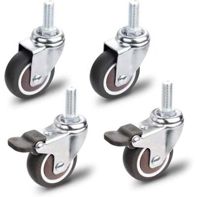 ABYSSE Roulettes Pour Meubles, 2 Pièces Roulette Pivotante Avec Frein + 2 Pièces Roulette Pivotante Sans Frein, M10x25mm Universelles Roulettes Pour Meubles, Capacité De Charge 30 Kg Par Roulettes - Publicité ABYSSE Roulettes Pour Meubles, 2 Pièces Roulette Pivotante Avec Frein + 2 Pièces Roulette Pivotante Sans Frein, M10x25mm Universelles Roulettes Pour Meubles, Capacité De Charge 30 Kg Par Roulettes - Publicité