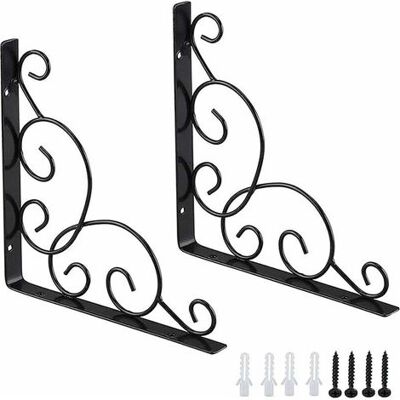 FANGMEDIA Equerre D'Étagere En Fer Forgé, 2 Pièces Équerres Pour Étagère De Jardin, Équerre Pour Étagere Murale En Fer, Équerre De Support D'Étagère, Pour Cuisine Salle De Bain Bureau Restaurant (noir) - Publicité FANGMEDIA Equerre D'Étagere En Fer Forgé, 2 Pièces Équerres Pour Étagère De Jardin, Équerre Pour Étagere Murale En Fer, Équerre De Support D'Étagère, Pour Cuisine Salle De Bain Bureau Restaurant (noir) - Publicité