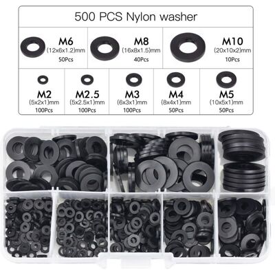 Melissa 500 Pcs Rondelles Plastique Noir Rondelles À Verrouillage Fixations, Rondelle Autobloquante Assortiment Rondelle Mécanique M2.5 M3 M4 M5 M6 M8 M10 - Publicité Melissa 500 Pcs Rondelles Plastique Noir Rondelles À Verrouillage Fixations, Rondelle Autobloquante Assortiment Rondelle Mécanique M2.5 M3 M4 M5 M6 M8 M10 - Publicité