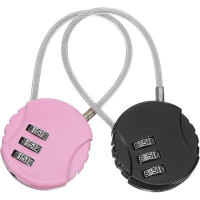 PUNNYB À Combinaison En Câble D Acier Robuste Lot De 2 Noir Et Rose - Publicité PUNNYB À Combinaison En Câble D Acier Robuste Lot De 2 Noir Et Rose - Publicité