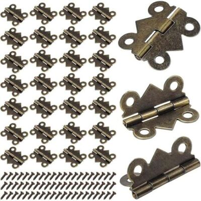 ABYSSE 50 Pcs Petites Mini Charnières, 25x20mm Papillon Pliant Charnières, Bronze Antique Mini Charnières Pour Meubles De Maison Armoire Quincaillerie Porte - Publicité ABYSSE 50 Pcs Petites Mini Charnières, 25x20mm Papillon Pliant Charnières, Bronze Antique Mini Charnières Pour Meubles De Maison Armoire Quincaillerie Porte - Publicité