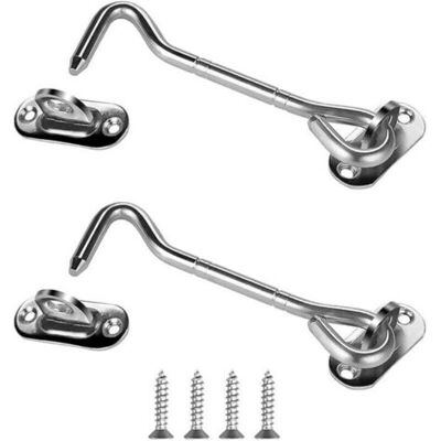 ABYSSE 2 Pcs Acier Inox Argent ,crochet Cabine Crochet Fermeture Porte Verrous Et Boulons Pour Serrures Porte Loquet Portail Support Fenêtre Pour Entretoise Silencieux- 101mm - Publicité ABYSSE 2 Pcs Acier Inox Argent ,crochet Cabine Crochet Fermeture Porte Verrous Et Boulons Pour Serrures Porte Loquet Portail Support Fenêtre Pour Entretoise Silencieux- 101mm - Publicité