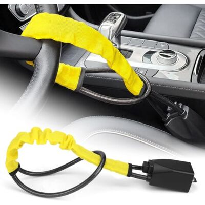 ABYSSE Antivol De Volant Universel Pour Voiture, Compatible Avec Camping-cars, Camions, Suv Et Poids Lourds, 2 Clés (jaune) - Publicité ABYSSE Antivol De Volant Universel Pour Voiture, Compatible Avec Camping-cars, Camions, Suv Et Poids Lourds, 2 Clés (jaune) - Publicité