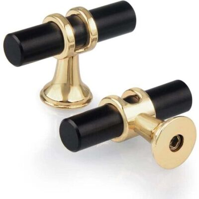 ABYSSE Lot De 10 Boutons De Tiroir Monotrou En T,moderne Poignée T Armoire Porte Alliage De Zinc Unique Trou Boutons Pour Cuisine Meuble Armoire Placard Chambre Vis Inclus,noir Avec Base Dorée - Publicité ABYSSE Lot De 10 Boutons De Tiroir Monotrou En T,moderne Poignée T Armoire Porte Alliage De Zinc Unique Trou Boutons Pour Cuisine Meuble Armoire Placard Chambre Vis Inclus,noir Avec Base Dorée - Publicité