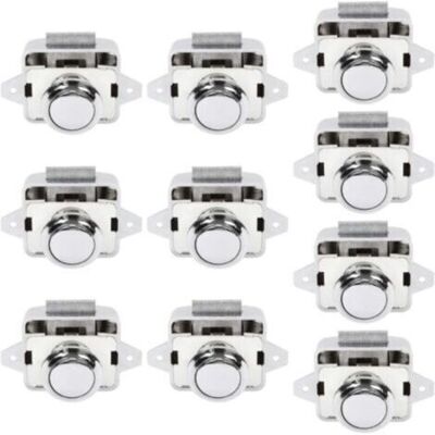 ABYSSE 10pcs Serrure De Sécurité Bouton Poussoir Armoire Porte Pour Camping-car Caravane Argent - Publicité ABYSSE 10pcs Serrure De Sécurité Bouton Poussoir Armoire Porte Pour Camping-car Caravane Argent - Publicité
