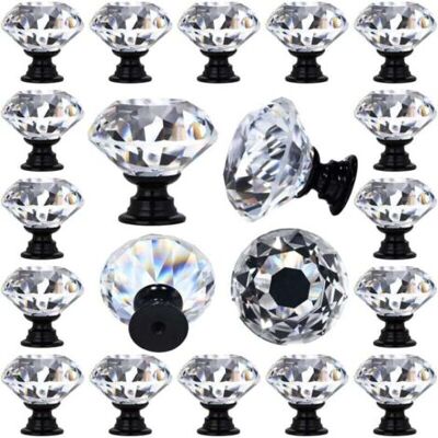 ABYSSE Lot De 12 Poignées De Tiroir En Verre Cristal Transparent En Forme De Losange Décoratif Pour Cuisine, Commode, 30 Mm (1-1/4 - Publicité ABYSSE Lot De 12 Poignées De Tiroir En Verre Cristal Transparent En Forme De Losange Décoratif Pour Cuisine, Commode, 30 Mm (1-1/4 - Publicité