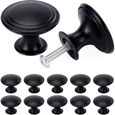 ABYSSE Lot De 24 Boutons De Tiroir De Style Vintage Chic - Poignées De Placard De Cuisine - 30 Mm - Rond - Noir - Publicité ABYSSE Lot De 24 Boutons De Tiroir De Style Vintage Chic - Poignées De Placard De Cuisine - 30 Mm - Rond - Noir - Publicité