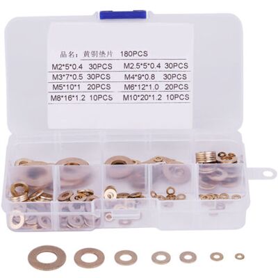 ABYSSE Assortiment De 180 Rondelles Plates En Laiton Avec Boîte M2/m2.5/m3/m4/m5/m6/m8/m10 - Publicité ABYSSE Assortiment De 180 Rondelles Plates En Laiton Avec Boîte M2/m2.5/m3/m4/m5/m6/m8/m10 - Publicité